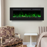 Oxhark Flame 48inch Electric Fireplace in Wall Recessed and Wall Mounted Fireplace Electric, 13 Flame Colors, Realistic Logs &Crystals Fuel Bed, Adjustable Temperature and Timer, 750W/1500W, Black Oxhark Flame