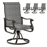UDPATIO Patio Swivel Dining Chairs Set of 4, Outdoor Swivel Chairs High Back with All Weather Textilene Metal Rocking Frame for Lawn Garden Backyard, Dark Gray UDPATIO