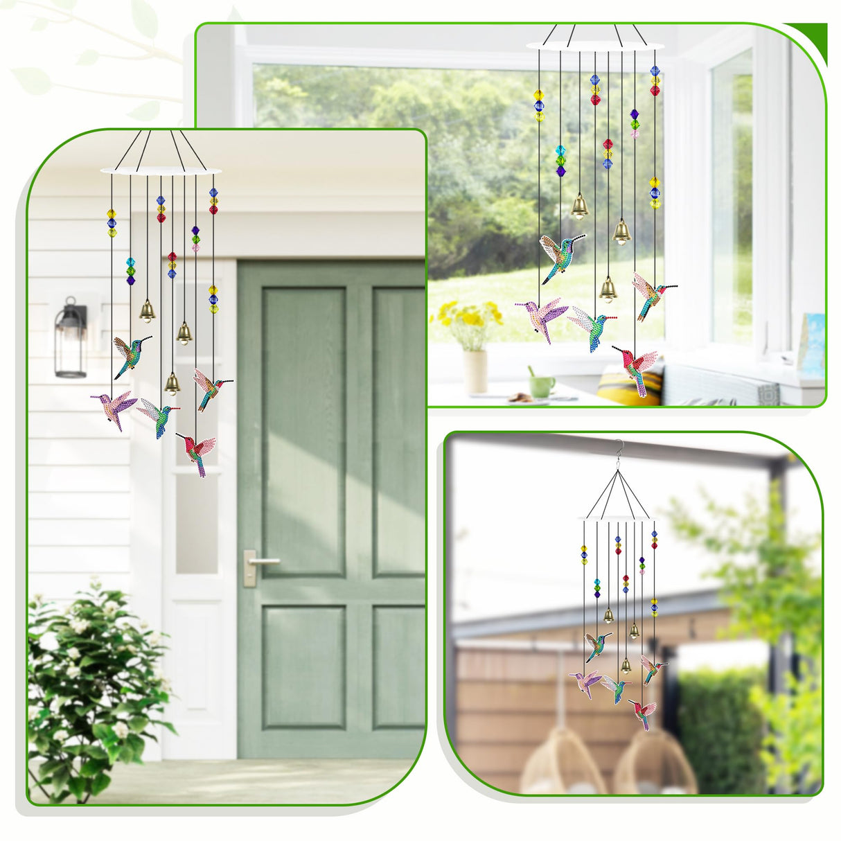 Vcekract Diamond Painting Kits, Hummingbird Diamond Art Wind Chimes, Diamond Art Kits for Adults, Adult Craft Kits for Garden Decor Vcekract