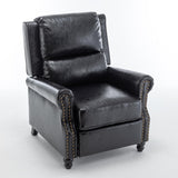 UIXE Pushback Recliner Chair, PU Leather Armchair Push Back Accent Chair for Living Room, Rivet Trim Club Chair Home Theater Overstuffed Single Sofa Bedroom Reading Seat - Black UIXE