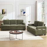 HOMYKA Loveseat Sofa, 60" Corduroy Couch with Side Pocket, Removable Pillow and Cushion Cover 2 seat Couches, Comfy Modern Small Couch for Living Room, Small Spaces, Dorms, Office, Green HOMYKA