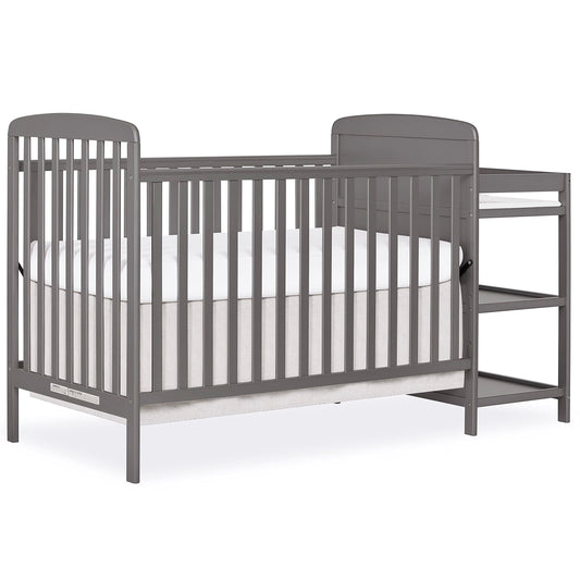 Dream On Me Anna 3-in-1 Full-Size Crib and Changing Table Combo in Steel Grey, Greenguard Gold Certified, Non-Toxic Finishes, Includes 1" Changing Pad, Wooden Nursery Furniture