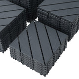 kejector 44 Pack Plastic Interlocking Deck Tiles,Patio Deck Tiles 12"x12" Square Waterproof Flooring Outdoor All Weather Use Slip-Resistant Decking Tiles for Poolside Balcony Backyard,Twill Lines kejector