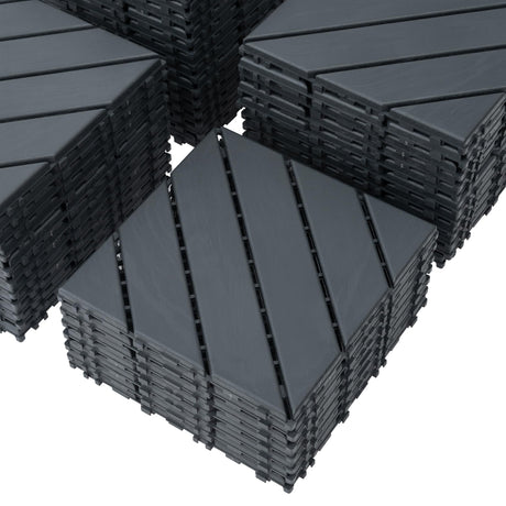 kejector 44 Pack Plastic Interlocking Deck Tiles,Patio Deck Tiles 12"x12" Square Waterproof Flooring Outdoor All Weather Use Slip-Resistant Decking Tiles for Poolside Balcony Backyard,Twill Lines kejector