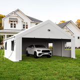 Benass Carports 20x20 Heavy Duty, Portable Garage 20x20 with 2 Roll Up Zipper Doors and Mesh Windows, Driveway Car Port Canopy, White Benass