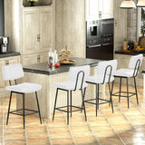 HONIFUR Bar Stools Set of 4, Barstools with Sturdy Legs, Leather Counter Height Bar Stool for Kitchen, Dining, 26 Inch Farmhouse Counter Stools, White HONIFUR