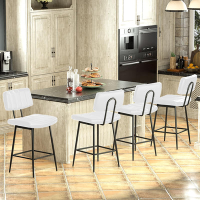 HONIFUR Bar Stools Set of 4, Barstools with Sturdy Legs, Leather Counter Height Bar Stool for Kitchen, Dining, 26 Inch Farmhouse Counter Stools, White