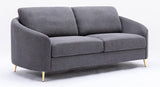 Acme Furniture Yuina Upholstered Fabric & Metal Sofa in Gray and Gold Acme