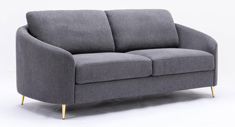 Acme Furniture Yuina Upholstered Fabric & Metal Sofa in Gray and Gold Acme