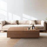 Pajiasen Mid-Century Modern Farmhouse 47.2-81.8" Expandable Coffee Table，Adjustable Center Table with Large Storage for Living Room, Walnut Pajiasen