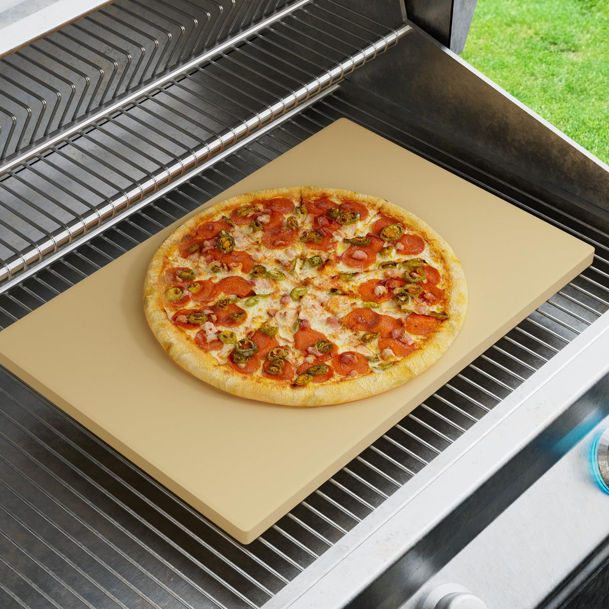 Caprihom Large Pizza Stone 20" x 13.5" Pizza Stone for Grill Rectangular Thick (0.67”) Baking Pizza Stone for Oven Heavy Duty Cordierite Stone, Ideal for Baking Pizzas - Includes Scaper Caprihom