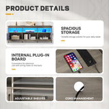 YITAHOME TV Stand for 80/75/70 Inch TVs, Farmhouse Entertainment Center with LED Lights & Storage Cabinets, Open Shelves & Adjustable Shelf, TV Consoles for Living Room, Washed Gray YITAHOME