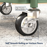 YASONIC 3-Tier Rolling Cart, Green, 66 Pounds Capacity, Mesh Storage Organizer with Lockable Wheels, 3 Hanging Cups, 4 Hooks, Easy Assembly, for Kitchen, Bathroom, Laundry, Grocery YASONIC