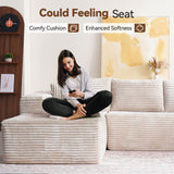 CAODOC 104" Cloud Sectional Couch with Comfy Chaise, Boneless L Shape Sofa with Deep Seat, Minimalist Modular Couches Sleeper for Living Room Bedroom Apartment Lounge,Beige CAODOC