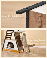 FourFurPets 72.4" Cat Tree, Modern Cat Tower for Indoor Cats, Multi-Level Cat Condo with Caves, Tall Cat Tree with Cat Scratching Board, Wooden Cat Tower with Large Perch, Removable Pads, Camel Brown FourFurPets