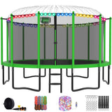 YORIN Tranpoline 16FT Tranpoline for Kids 1500LBS Tranpoline with Basketball Hoop, Enclosure Net, Back Yard Outdoor Recreational Tranpolines with Light, Sprinkler, Socks, Amazing Green YORIN
