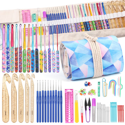 Zlulary 116 PCS Crochet Hooks Sets, Ergonomic Crochet Hooks Kits with Storage Bag and Crochets Needle Accessories, DIY Crochets Needles Kit for Beginners and Experienced Crochet Hook Lovers