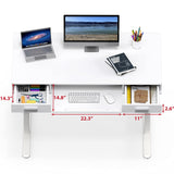 SHW 48-Inch Electric Height Adjustable Desk with Keyboard Tray and Two Drawers SHW