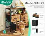 AODK Dresser with Charging Station, 52-Inch Long Dresser for Bedroom with 7 Large Fabric Drawers, Dresser TV Stand with Open Shelves for 55-Inch TV, Vintage and Vintage AODK