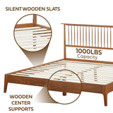 NTC Ruby Wooden Bed Frame with Headboard, Crafted from Walnut, Rubber Wood with Silent Slats and Wood Central Supports, 1000 Lb Capacity, Effortless Assembly, King - Dark Walnut NTC