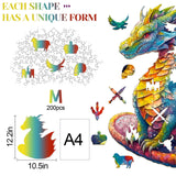 KAAYEE Wooden Jigsaw Puzzles-Wooden Puzzle Adult Unique Shape Advanced Dragon Wooden Jigsaw Puzzle for Adult, Family Puzzles 12.2 * 10.5in 200pcs KAAYEE