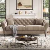 COPIAE 82 Inch Chesterfield loveseat Sofa,Tuxedo Arms Modern Couch Sturdy and Easy Installation, Small Sofa for Living Room Bedroom Office and Apartment,Velvet Fabric Brown COPIAE