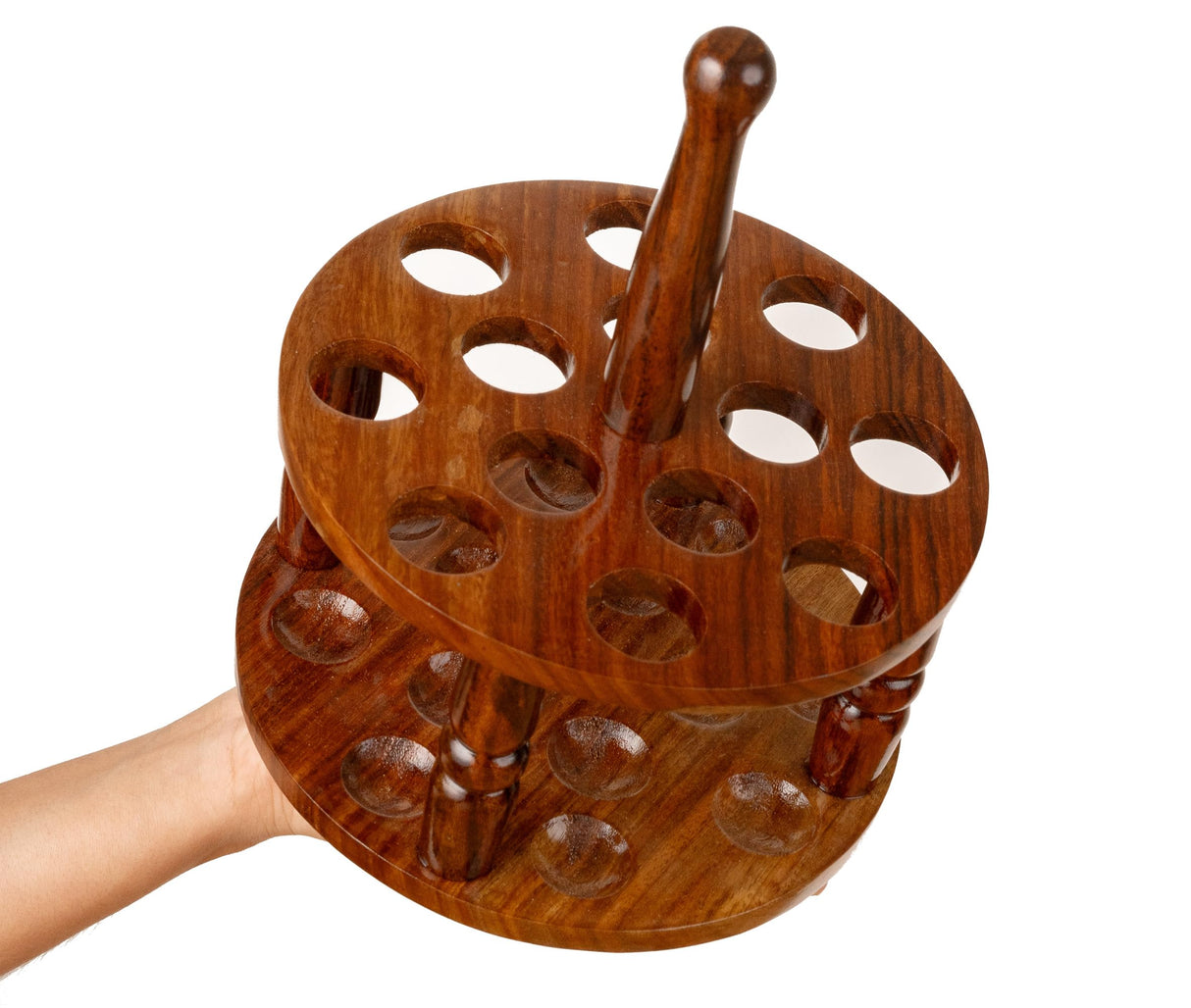 Brainmart Wooden Crochet Hooks Holder - 12 Holes Storage Organizer for Crochet Tools, Crochet Hooks Holder, Rosewood Knitting Needle Storage for Crocheters Brainmart