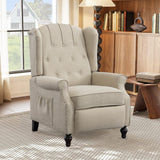 SENIFIS Pushback Recliner Chair, Linen Elizabeth Tufted Armchair Accent Chair with Massage &Heat, Mid Century Modern Wingback Single Sofa Chairs for Living Room, Small Space, Home Theater (White) SENIFIS