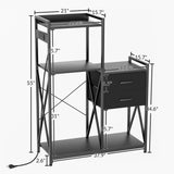 Unihouse Bakers Rack With Power Outlets,Fridge Stand With Storage Shelves And Drawers,Bakers Rack For Kitchen/Office/Study,Microwave Stand For Beans, Spices, Seasoning, Beverages,Wine Glasses,Black Unihouse