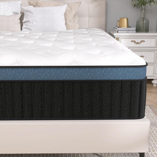 VERHOPE Full Size Mattress,14 inch Full Mattress in a Box,Motion Isolation with Individually Pocket Spring,Medium Firm Memory Foam Hybrid Mattress,Edge Support,CertiPUR-US