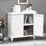 PHI VILLA White Antique Storage Cabinet - Sideboard and Buffet Cabinet Accent Cabinet with Doors PHI VILLA