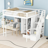 Harper & Bright Designs White Full Size Loft Bed with Integrated Storage and Workspace Harper & Bright Designs