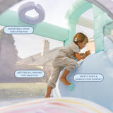 Bounceland Splash Zone Dream Wet or Dry Bounce House Water Slide, 11.5ftL x 9ftW x 6ftH, Pastel Color, Spacious Bounce Area, Splash Pool, Climbing Wall, Blower Included, Trendy Kids Outdoor Play Bounceland