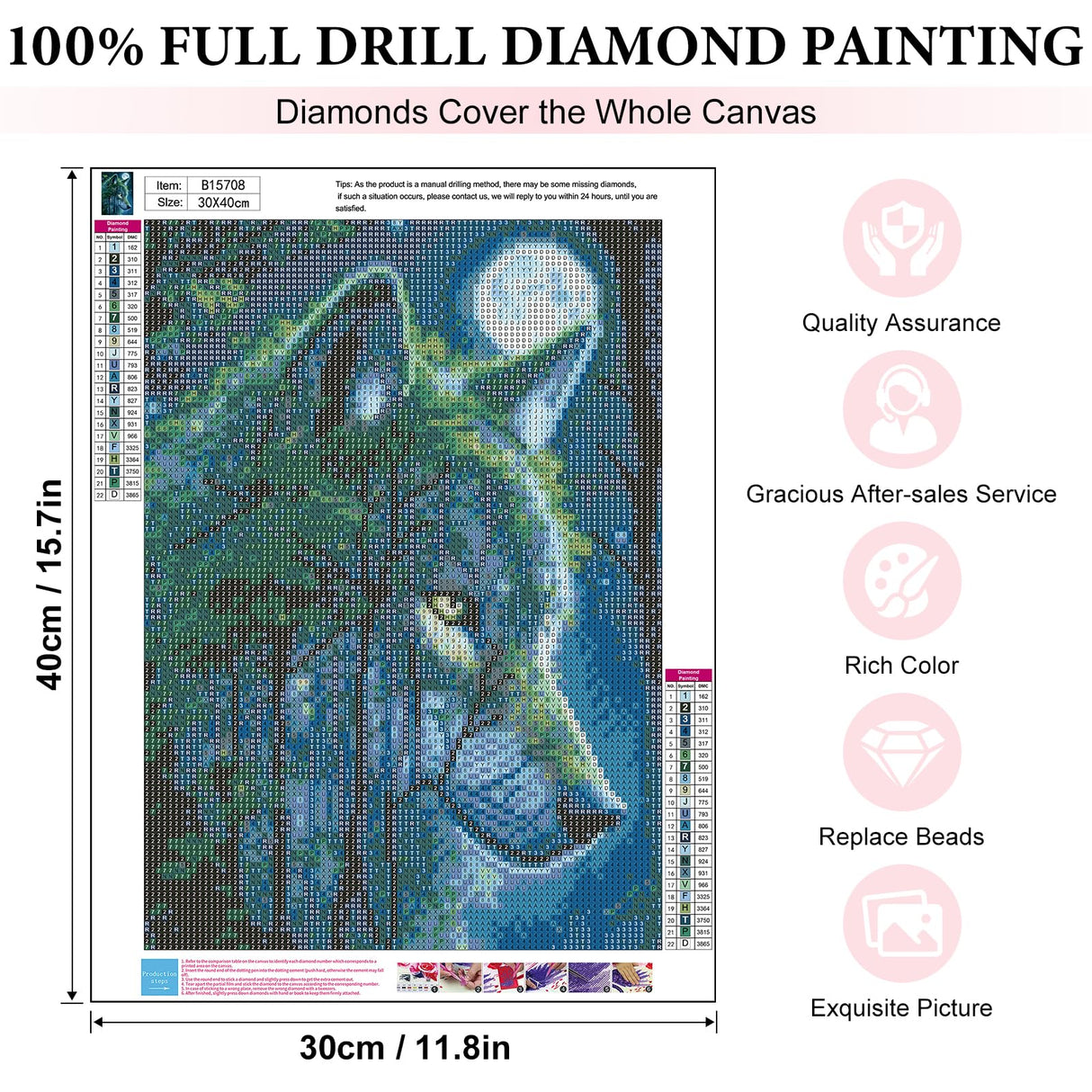 Yezavesu Wolf Diamond Art Kits for Adults, Wolf Forest 5D Diamond Painting Kit for Beginners, DIY Round Full Drill Painting with Gem Art Craft Kits for Home Wall Decor 12x 16 Inch Yezavesu