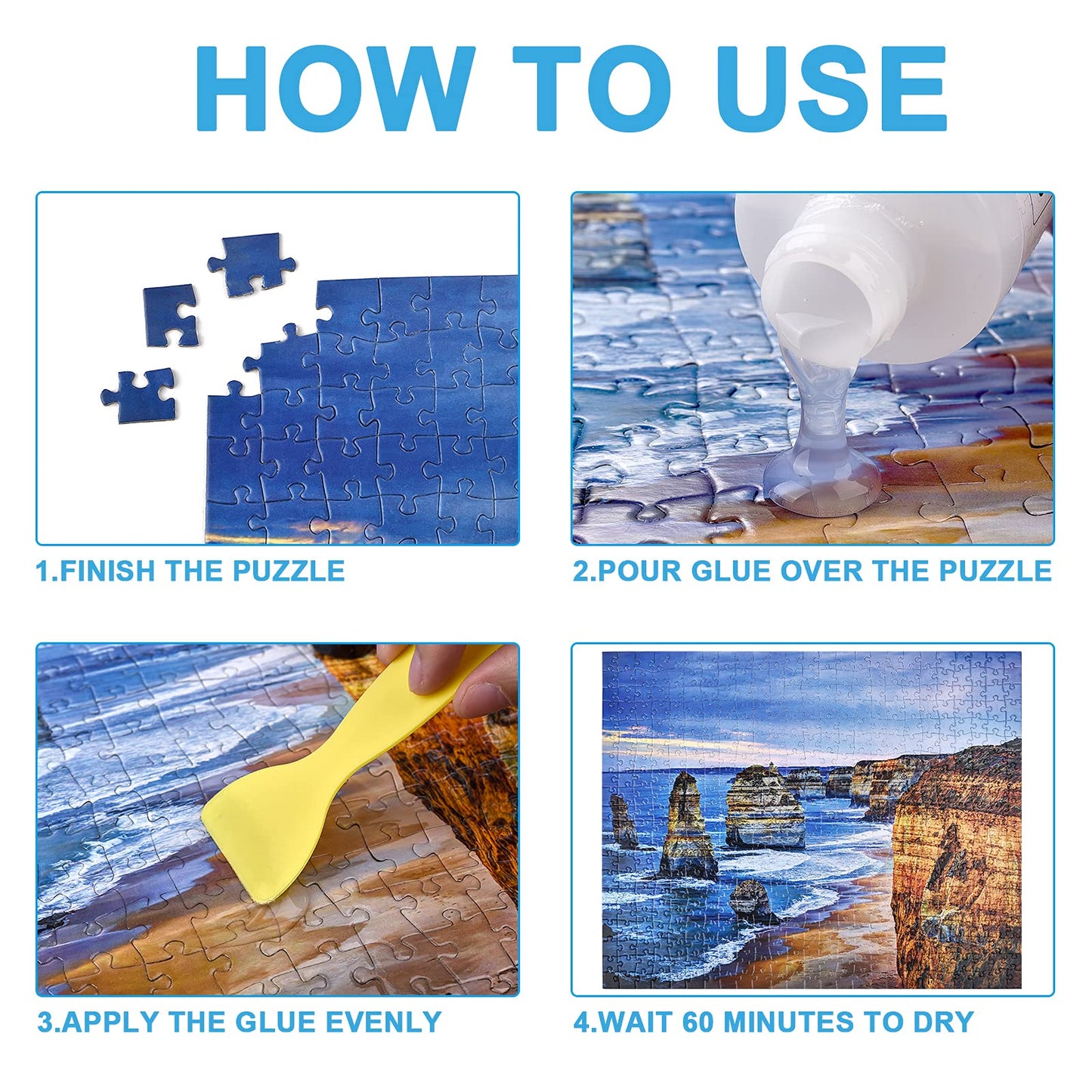 YAKAMOZ Updated Jigsaw Puzzle Glue with Applicator for Adults and Children Clear Water-Soluble Special Craft Puzzle Glue, Non-Toxic and Quick Dry for 3000/4500/5000 Pieces of Puzzle,200ML