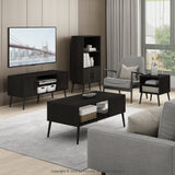 Furinno for 55 Inch TV, Entertainment Center with 2 Storage and Open Shelves, Mid Century TV Stand, Espresso Furinno