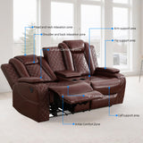 YIORTWO Power Recliner Sofa Set - Breathable Leather Power Recliner Sofa,Living Room Furniture with USB Charging, LED Lights,Hidden Storage Buckets, Stainless Steel Cup Holders(Loveseat,Brown) YIORTWO
