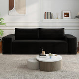 HZANHY 63" Loveseat Sofa, Boneless Loveseats for Living Room, No Assembly Required Corduroy Love Seat for Small Spaces, Bedroom, Apartment, Office, Black HZANHY