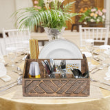 Paper Plate Dispenser, Paper Plate Holder for Kitchen Counter, Wood Rustic Silverware Utensil Caddy, Cutlery Flatware Organizer Box for Cups Spoons Forks Plates Napkins, Kitchen Accessories (Brown) Ukonvi