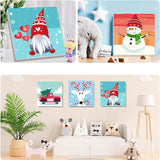 Yijingtop 4 Packs Framed Chrsitmas Paint by Numbers Kit for Kids Ages 8-12,Snowman Easy Acrylic Paint by Number Framed on Canvas,Number Painting Paint by Numbers Kit for Home Wall Decoe 8x8inch Yijingtop