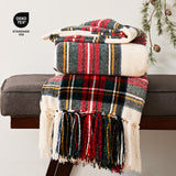EVERGRACE Stewart Christmas Plaid Chenille Throw Blanket for Couch, Super Soft Cozy Tartan Checkered Throw Blanket with Tassels, Lightweight Plush Chenille Knit Throw for Christmas Decor, 50”x60” EVERGRACE