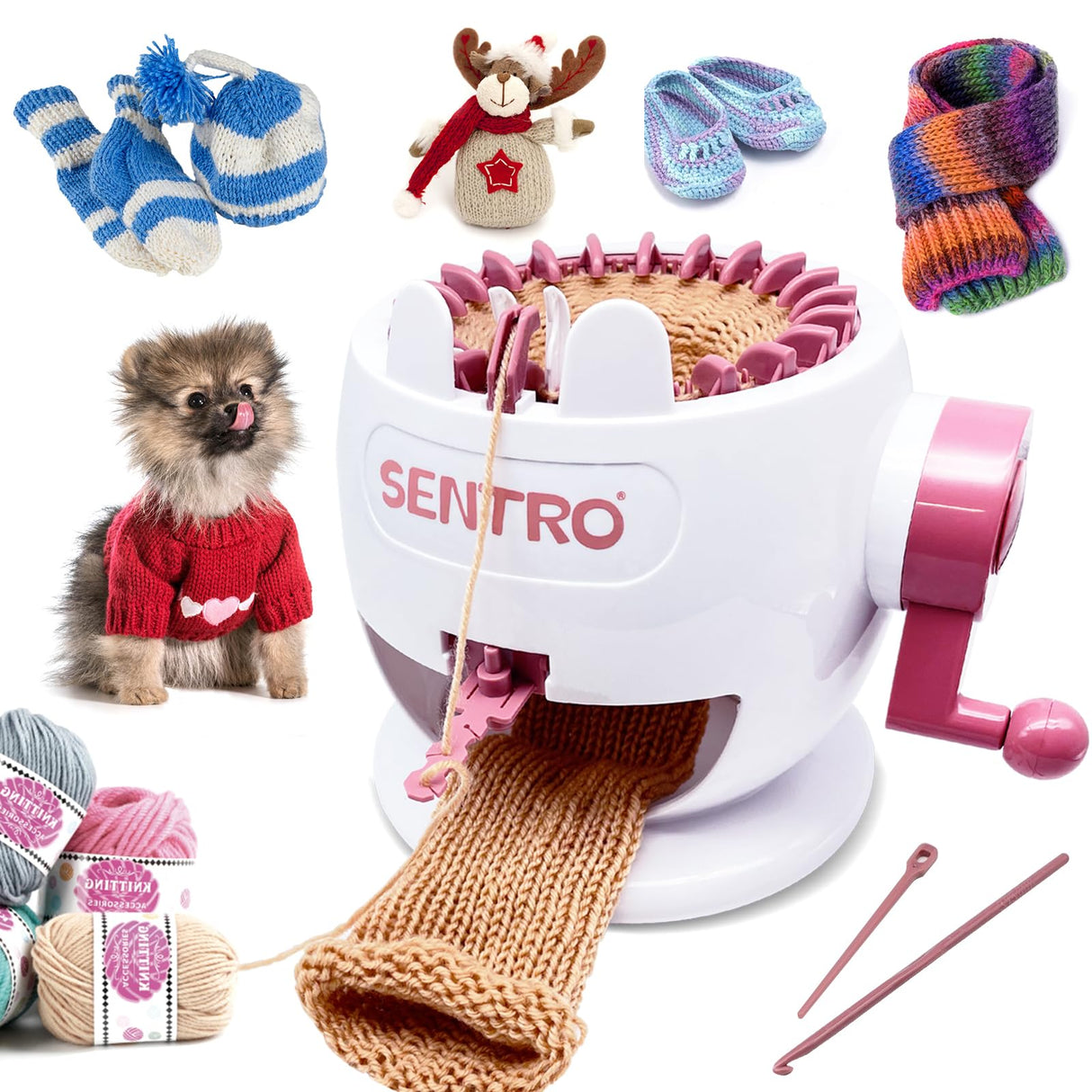 SENTRO Knitting Machine 22 Needles, Smart Circle Knit Loom Machine,DIY Knitting Crochet Machine for Adults and Kids ﻿ SENTRO