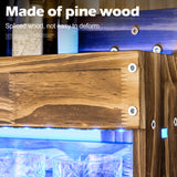 Homde Wine Rack with LED Light Wall Mounted Wood Wine Shelf with Bottle Stemware Glass Holder Rustic Wine Display Storage Rack with 4-Bottle Liquor Dispenser for Home Bar Kitchen Decor Homde