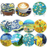 Muzagroo Art Van Gogh Diamond Painting Coasters Kits with Holder Diamond Art Coaster Kits for Beginners Diamond Paintings Kits for Adults Stress-reducing Handicrafts Paint by Diamond 8 PCS (Van Gogh) Muzagroo Art