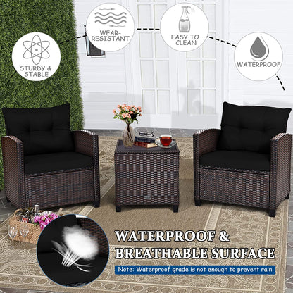 3 PCS Patio Furniture Set, OneSize, Black