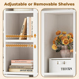 IRONCK Bookshelf and Bookcase with Doors and Drawers, 71" Tall 7 Tier Bookshelf with Display Storage Shelves for Home Office, White IRONCK