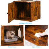 Hey-brother Cat Tree with Litter Box Enclosure, All-in-one Cat Tower for Indoor Cats with Large Hammock, Bed, Food Station, Scratching Posts, Modern Style Pet Furniture, Rustic Brown MPJ100SR Hey-brother