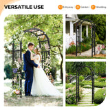 VINGLI Vinyl Garden Arbor, PVC Wedding Arch for Ceremony Party, Garden Trellis for Climbing Plants Outdoor, Arch Backdrop Stand for Garden, Backyard, Lawn (Black) VINGLI