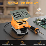 Cordless Soldering Station for Dewalt 20V Max Battery - Electric Digital LCD Display Soldering Iron Station Fast Heating Up Soldering Station for DIY, Appliance Repair (Battery Not Included) Wisehigh