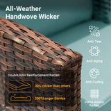 VONZOY 6 Pieces Patio Furniture Set with 44" Gas Fire Pit Table, Outdoor Sectional Conversation Sets, All-Weather Wicker Rattan Sofa w/Gas Fire Pit, Ottoman, Thick Cushion Light Blue VONZOY